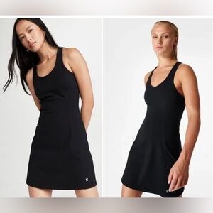 SWEATY BETTY Power Workout Dress. one-piece w/ pockets BLACK (XL)